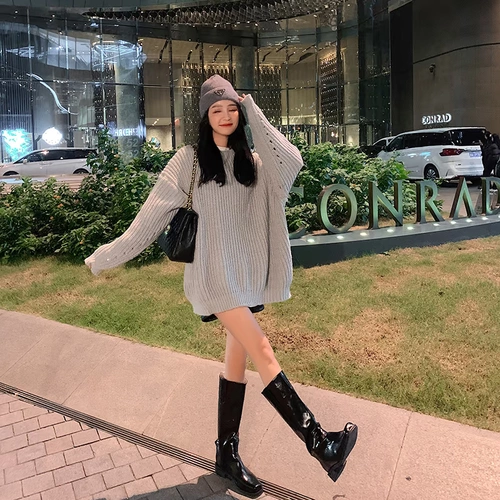 Демисезонный трикотажный свитер, коллекция 2021, в корейском стиле, свободный крой, увеличенная толщина