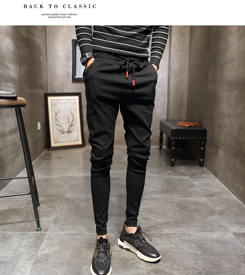 Quần tây nam phiên bản Hàn Quốc của xu hướng quần skinny nam mùa đông cộng với quần nhung dày hậu cung hoang dã quần ống suông nam