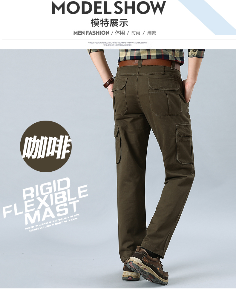 Quần yếm ngoài trời quần nam rộng quần cotton thẳng công sở kích thước lớn quần nhiều túi quần quân đội quần kaki nam đẹp