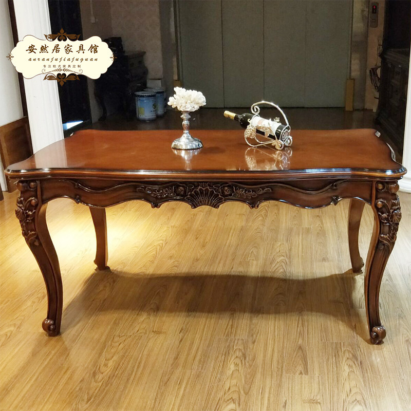 Eurostyle dining table and chairs combine neoclassical lavish solid wood carvings with small family dining table rectangular table One table 6 chairs