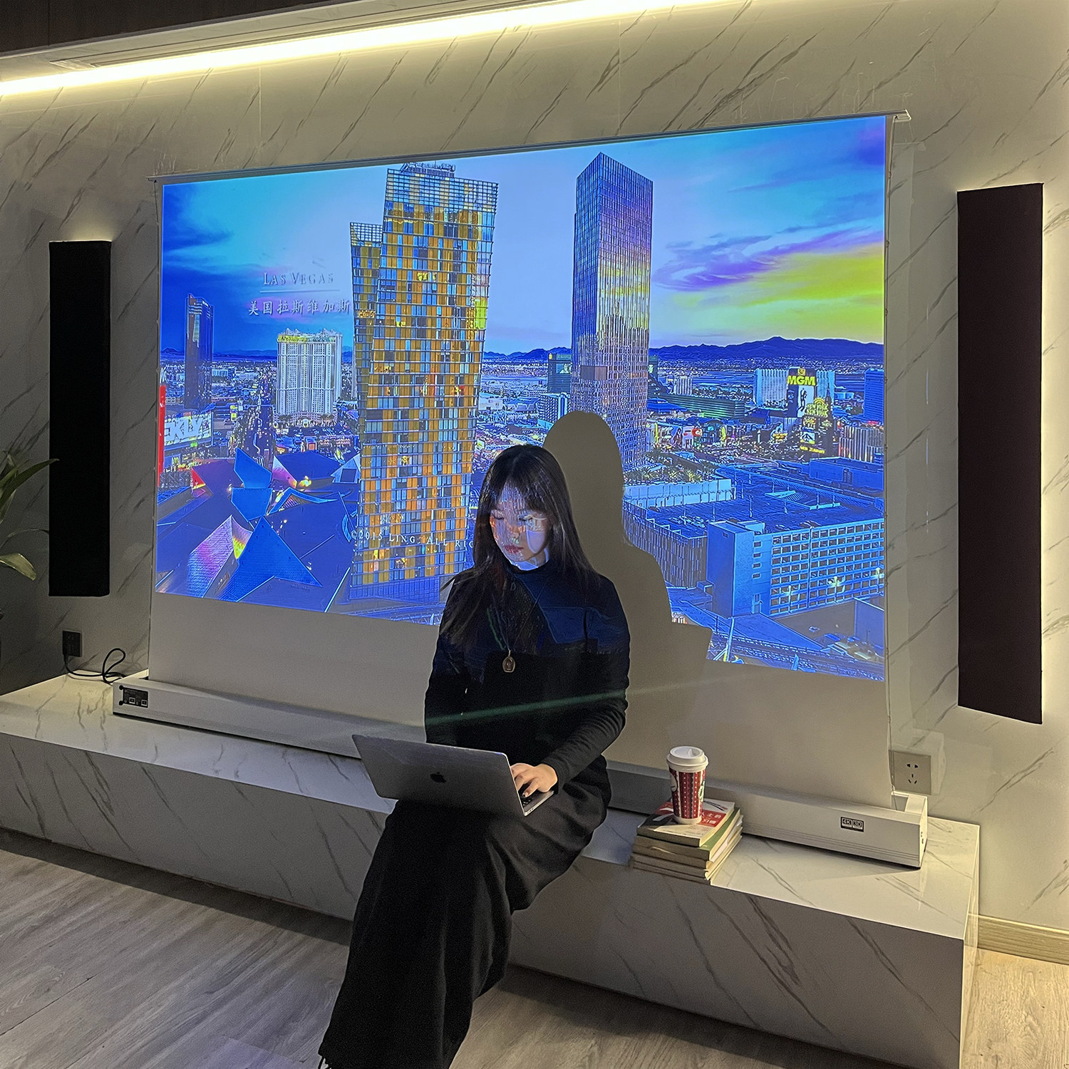 Electric Ground Lift Projection Curtain Cloth Moving Ground Pull Style Home Anti-Light Curtain Cloth Free of perforated pull wire floor laser curtain