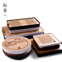  Kung Fu tea set Simple tea tray Household water storage Japanese-style round bamboo tray Special offer small tea table dry bubble tray