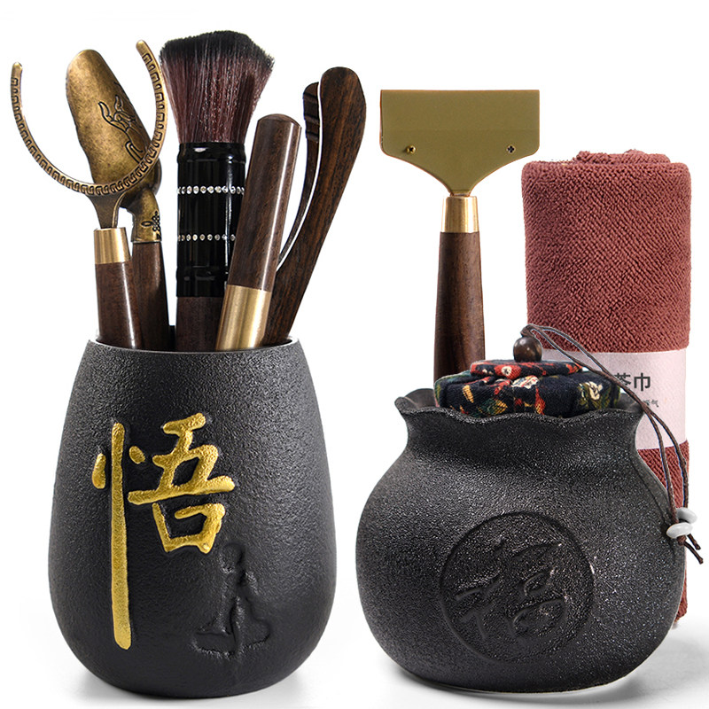 Tea Road Six gentlemen complete set of solid wood Utilita Tea Accessories Teacup Clips Bamboo Tea Tweezers