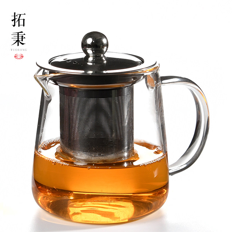 Glass teapot suit Home High temperature resistant thickened large capacity tea set Boiling Water Filter Tea Kettle for boiling tea