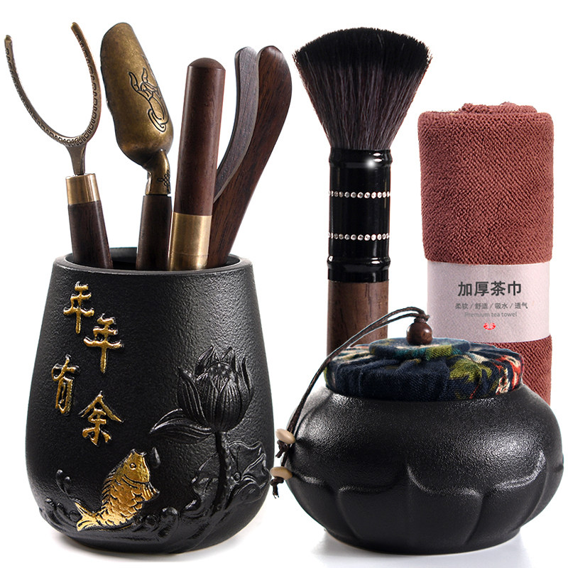 Tea Aisles Six Gentlemen Suit Qigfu Tea Accessories Large Full Clip Brush Tea Table Table Tea Table Tea Retro Tools