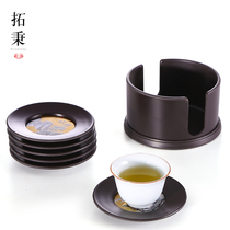 Household tea mat tea cup mat tea ceremony Kung Fu Cup tray creative tea set accessories heat insulation mat set ebony wood