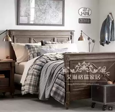 American country retro modern minimalist teen single bed French Oak 1 35 m solid wood high Box storage bed