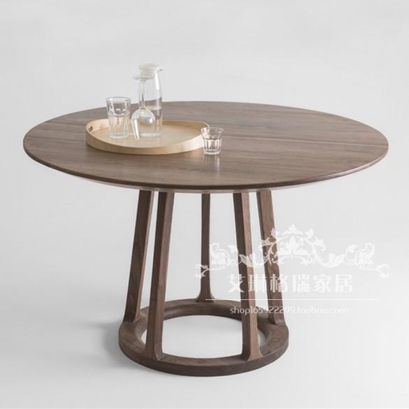 North American black walnut dining table Nordic round dining table imported North American walnut solid wood dining table furniture customization