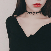 Japanese soft girl black hollow love collar female neck belt Net red choker simple short choker jewelry fairy