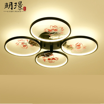  Chinese style Modern minimalist new Chinese ceiling lamp Living room round lotus bedroom lamp atmospheric household Chinese lamps