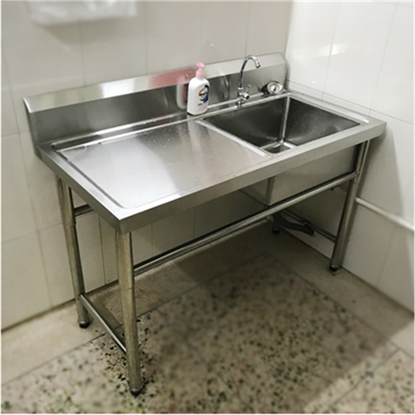 Stainless steel sink with bracket commercial pool countertop laundry pool platform single-slot operation room washbasin