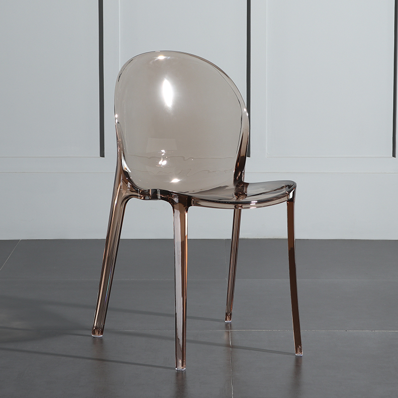 E Transparent Amber Brown & Upgrade Luxury & New ProductsNorthern Europe transparent Dining chair Plastic originality Acrylic Crystal chair fashion outdoors backrest Simplicity restaurant Coffee chair