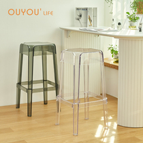 Modern minimalist creative transparent bar chair Home Stool Acrylic Plastic High Footstool Nordic Milk Tea Shop High Stool