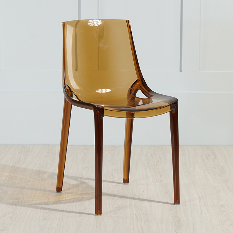 Transparent Amber BrownNorthern Europe transparent Dining chair Plastic originality Acrylic Crystal chair fashion outdoors backrest Simplicity restaurant Coffee chair
