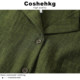 Рубашка Coshehkg в стиле ретро с воротником-стойкой, свободного кроя, с короткими рукавами, для женщин, новый летний стиль, приталенная верхняя одежда с карманами, элегантный топ.