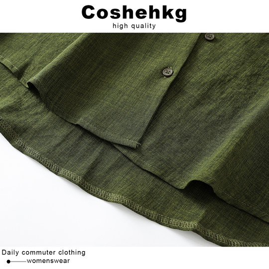 Рубашка Coshehkg в стиле ретро с воротником-стойкой, свободного кроя, с короткими рукавами, для женщин, новый летний стиль, приталенная верхняя одежда с карманами, элегантный топ.