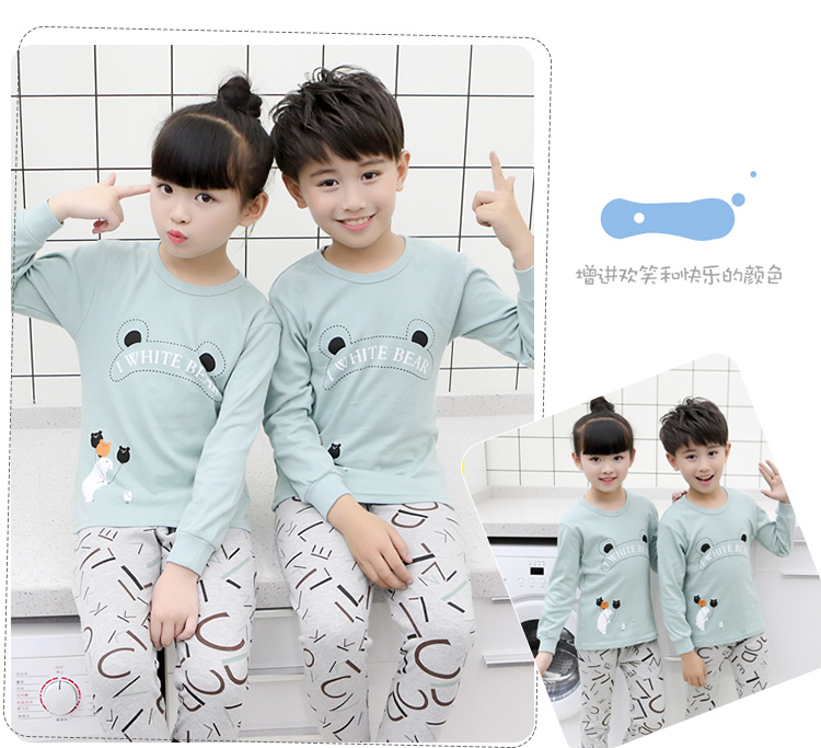 Bộ đồ lót trẻ em cotton ấm cho bé mùa thu quần áo bé trai và bé gái đồ ngủ cotton quần áo trẻ em mùa thu bộ body cho bé
