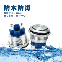 19 22 25MM metal button access control switch waterproof stainless steel car horn modification start silver contact