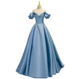 Вечернее платье, элитная синяя длинная юбка, открытые плечи