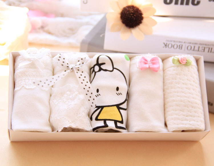 5 hộp quà tặng phụ nữ cd đầm giả pseudo-naught COS đồ lót cotton dễ thương cotton nữ đồ lót kết hợp màu rắn đồ lót đẹp