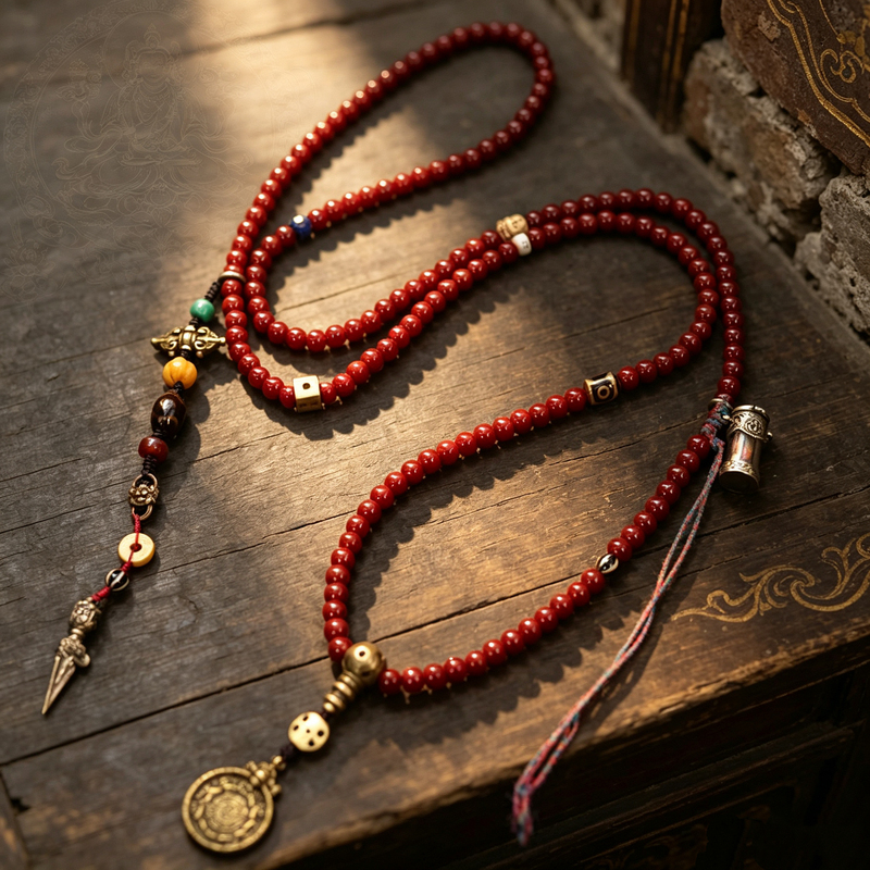 Tibetan-Style Huaiye Beads 8mm Cross-Body Bead Chain Ethnic Style Accessories Retro Back Chain Cultural Play Accessories Tibetan-Style Huaiye Beads 8mm Cross-Body Bead Chain Ethnic Style Accessories Retro Back Chain Cultural Play Accessories