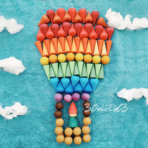 Childrens small cute building blocks LOLA Waldorf hand painted white embryo toy Solid wood niche forest TREE log color DIY