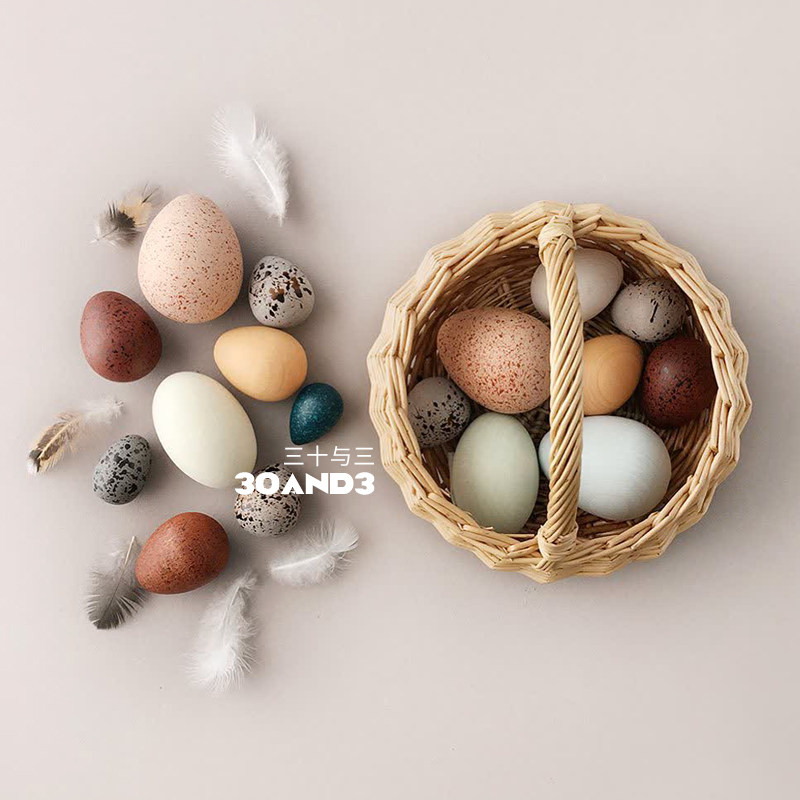 Wooden bird egg simulation ornaments baby playing house toys children's game props kindergarten early education teaching aids photo