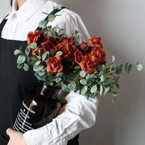 Five Fork Aos Ding Rose High-grade simulation flower set living room with fake flower decoration flower silk flower