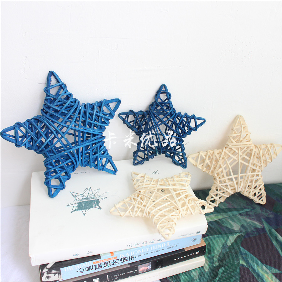 Handmade rattan Christmas pentagram kindergarten decoration hanging ornaments color decoration children's room decoration