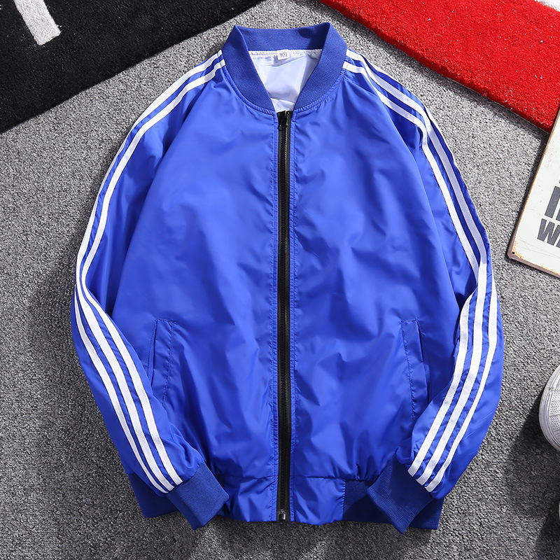 Youthful Stylish Casual Jacket with Three Stripes, Trendy Unisex Baseball Jacket, Thin and Breathable, Large Size, Sports Student Uniform