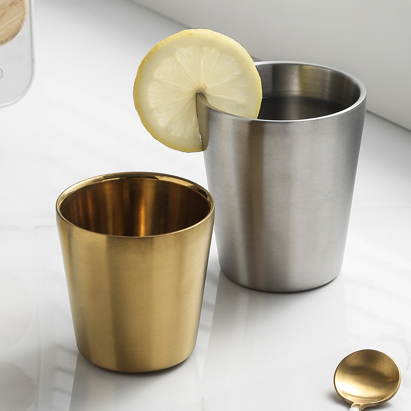 304 stainless steel double cup Korean barbeer cup food grade coffee tea drink small direct drink cup cup