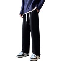 Mens winter velvet thickened sherpa loose casual pants trendy brand sweatpants 2024 new straight sweatpants