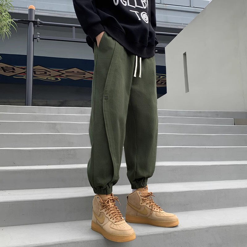 American-Style Work Pants for Men, Summer Pure Cotton Army Green Casual Long Pants, Trendy Paratrooper Jogger Pants, New Sports Pants