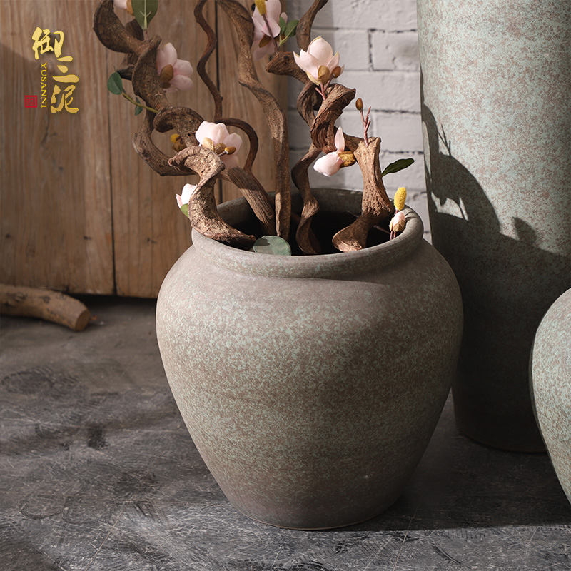 Jingdezhen ceramic large ancient vase hotel flower arranging furnishing articles I and contracted sitting room ground clay pot