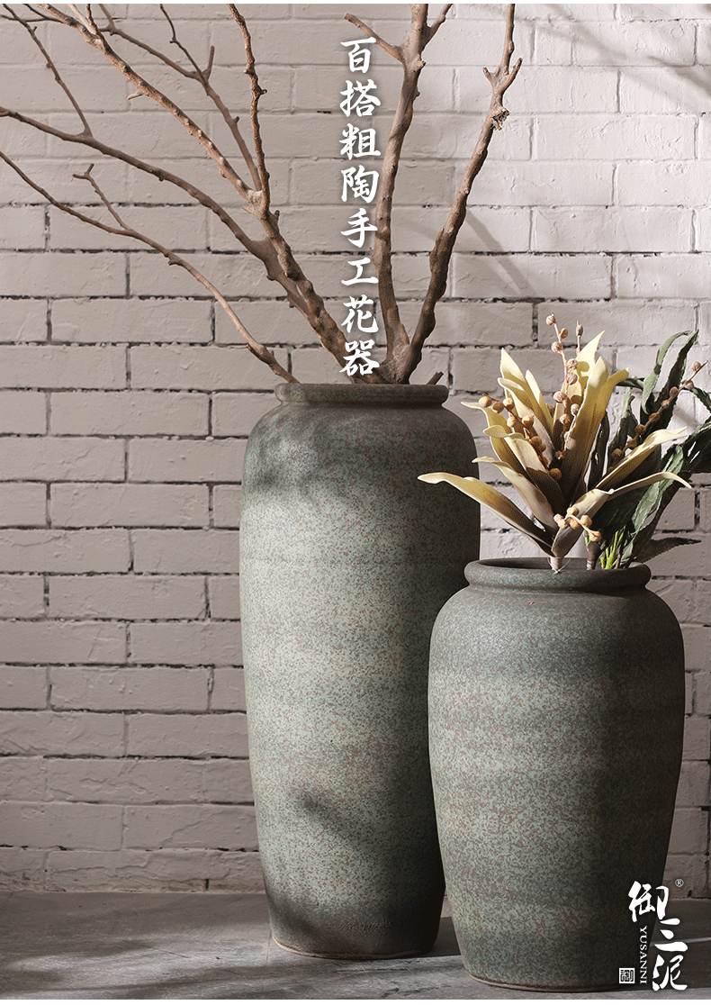 Jingdezhen ceramic large ancient vase hotel flower arranging furnishing articles I and contracted sitting room ground clay pot