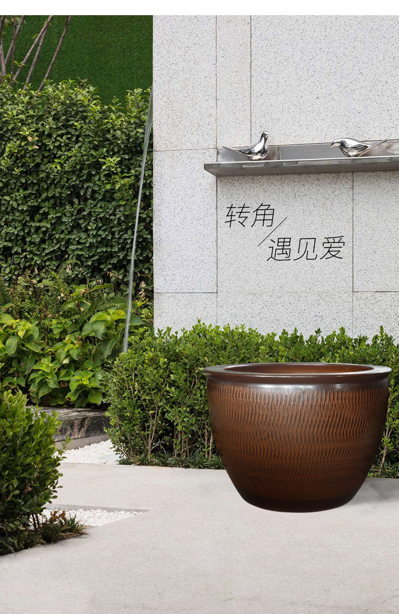 Royal three jingdezhen ceramic mud jump knife carving courtyard tank aquarium hydroponic water lily lotus garden hotel