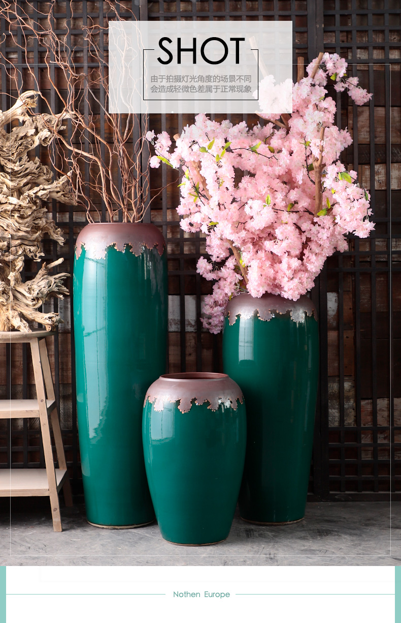 Furnishing articles decoration to the hotel villa living room dry flower POTS restoring ancient ways of jingdezhen ceramic vase light key-2 luxury ground flower arrangement