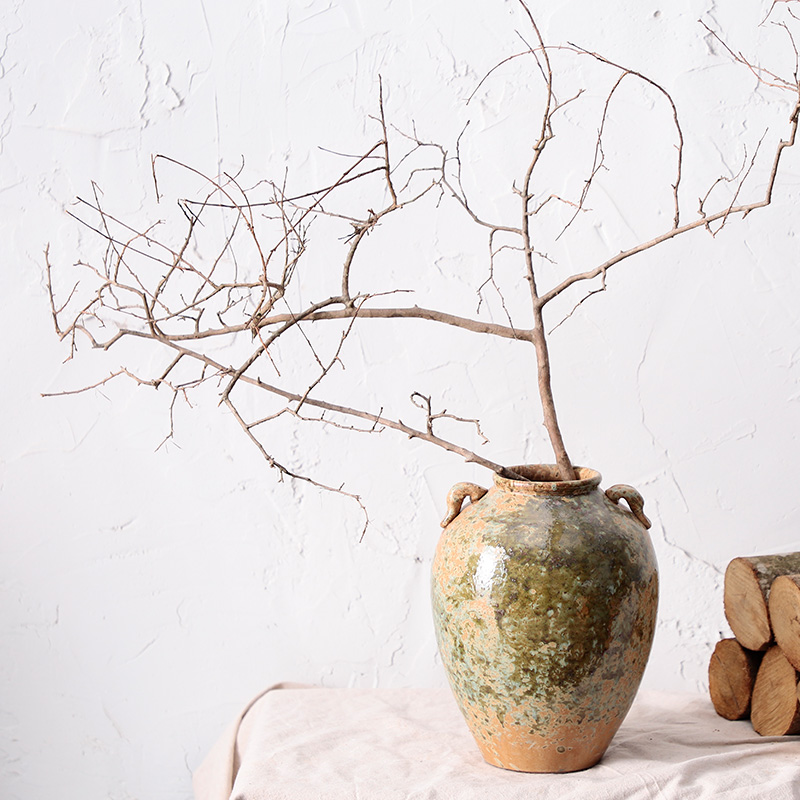 Put the vase meaty plant flower pot zen Japanese jingdezhen manual coarse pottery dried flowers floral restoring ancient ways of home stay facility