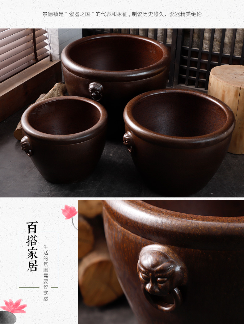Landing place courtyard garden tank big flowerpot jingdezhen ceramic Chinese mythology VAT aquarium lotus