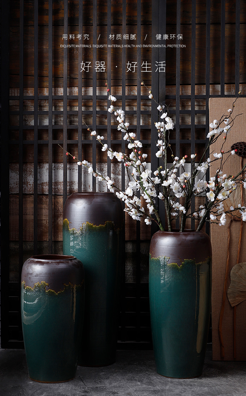 Ceramic vases, flower arrangement sitting room place I and contracted retro dry flower of large European jingdezhen porcelain flowerpot