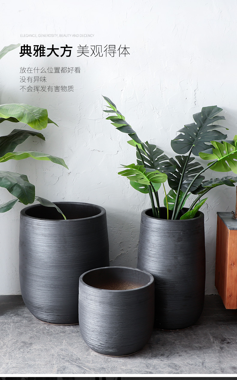 Ceramic furnishing articles, green plant POTS, large diameter indoor plant decoration Nordic flowerpot I and contracted dry flower vase