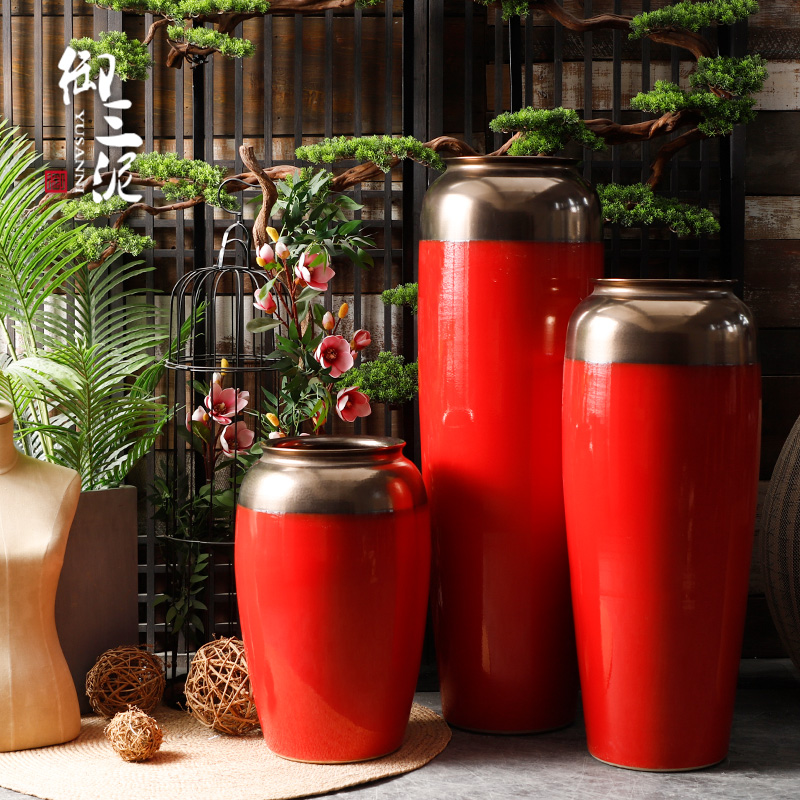 Large vases, ceramic I and contracted Chinese red red wedding festival furnishing articles flower arranging new Chinese style living room