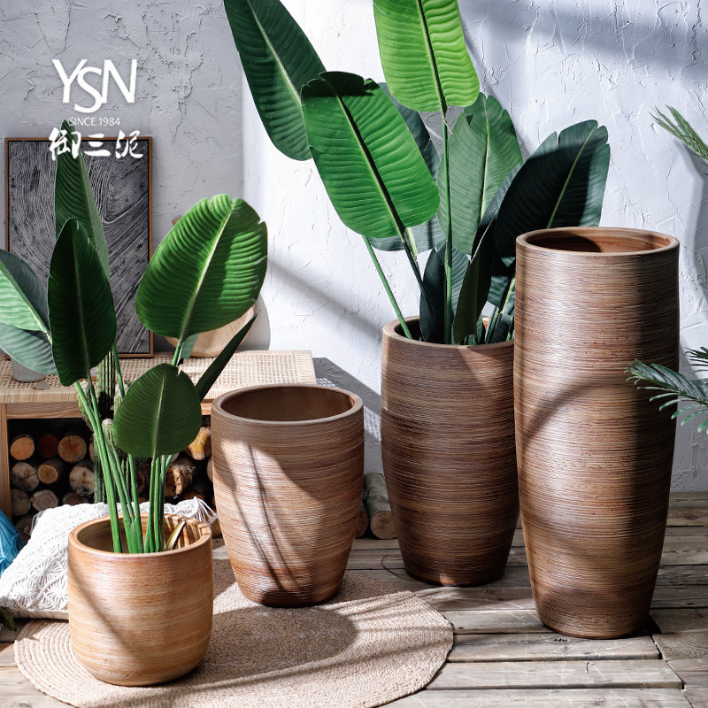 Nordic flowerpot rural ceramic green, the plants in hydroponic pot restoring ancient ways of large diameter indoor the plants dried flowers place vase