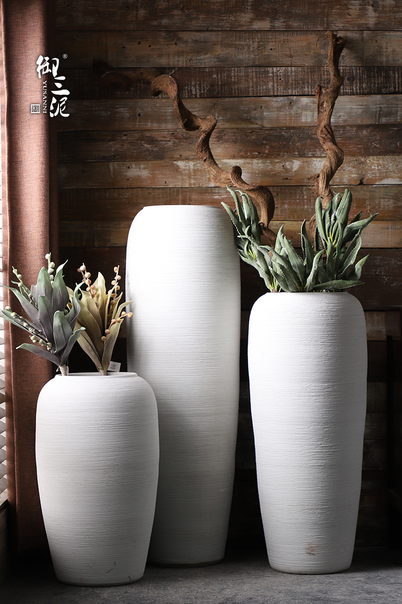 Jingdezhen ceramic large vases, flower arrangement sitting room place I and contracted white checking pottery landing big flower pot