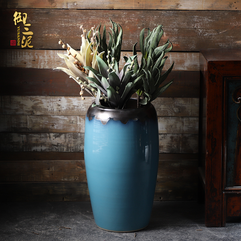 Contracted and I big blue European - style ceramics vase furnishing articles flower arrangement sitting room ground POTS hotel home decoration