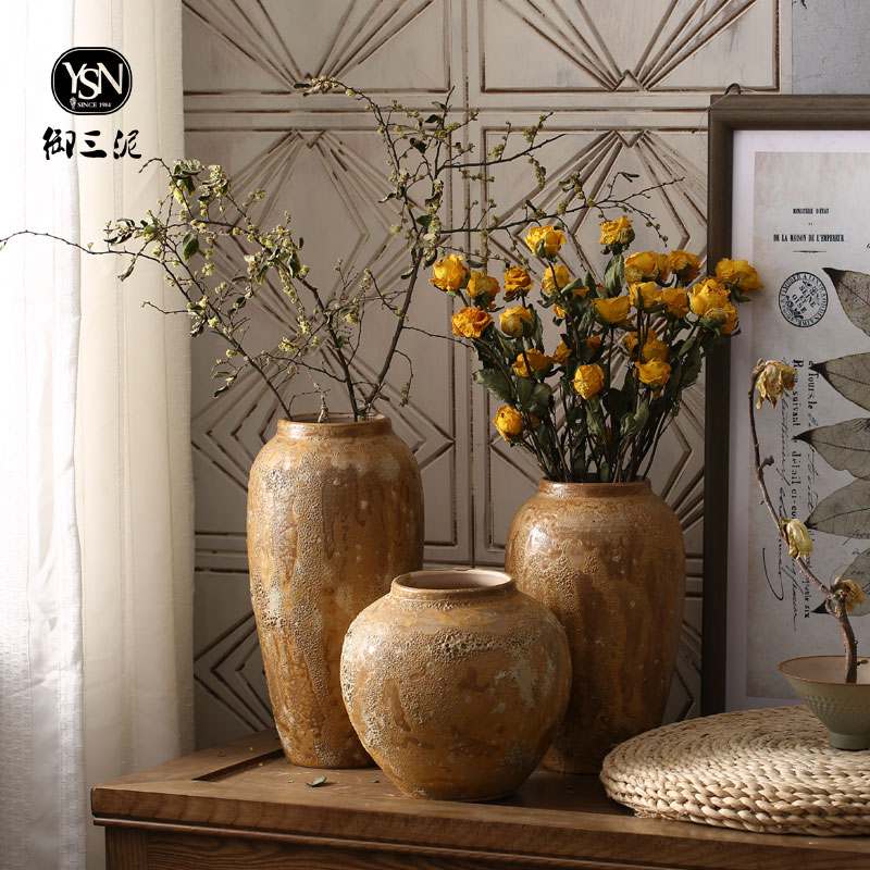 I and contracted dry flower vase Japanese manual white thick flower implement earthenware pottery jar do old archaize flowerpot
