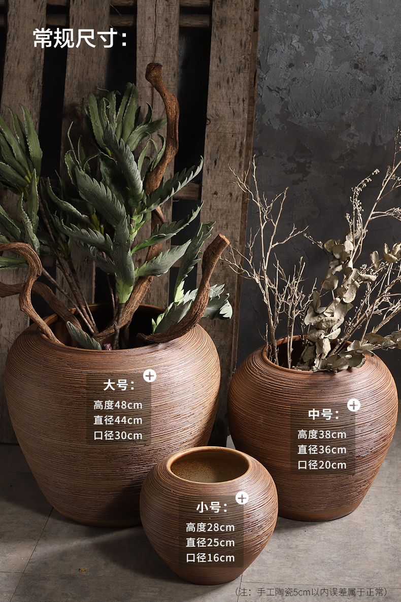 Coarse pottery big jar circular cylinder aquarium garden flowerpot large ground ceramic vases, dried flowers sitting room restoring ancient ways furnishing articles