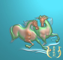 Horse Two Horses Fine Carvings Reliefs Jade Carvings JDP
