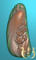 Deer Sika Deer Have a Blessed Journey Follow the Shape Scan Fine Carving Picture Jade Carving Picture