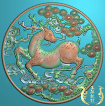 deer sika deer auspicious clouds pine tree sika deer fine carving jade carving